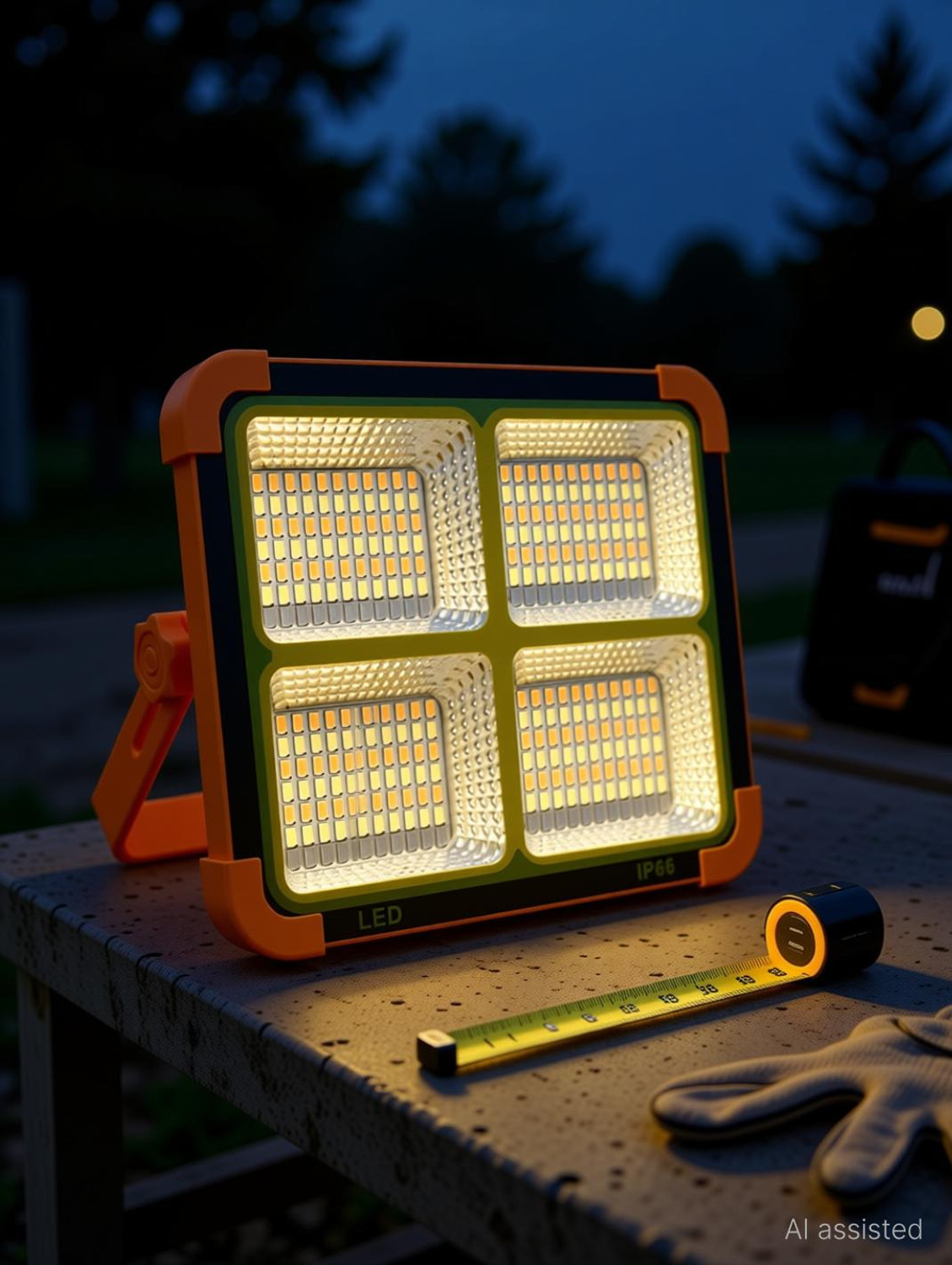 Image of EMBox 100W Solar LED Flood Light Rechargeable Portable Emergency Lamp Solar Light Set