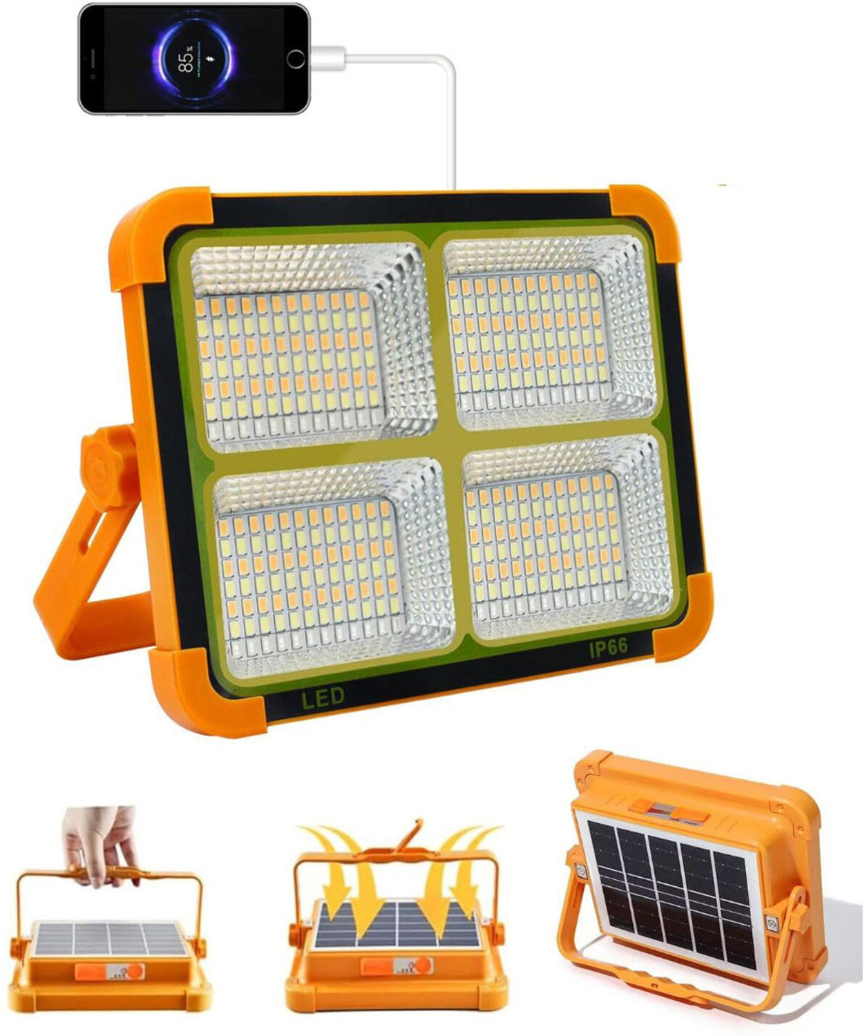 Image of EMBox 100W Solar LED Flood Light Rechargeable Portable Emergency Lamp Solar Light Set