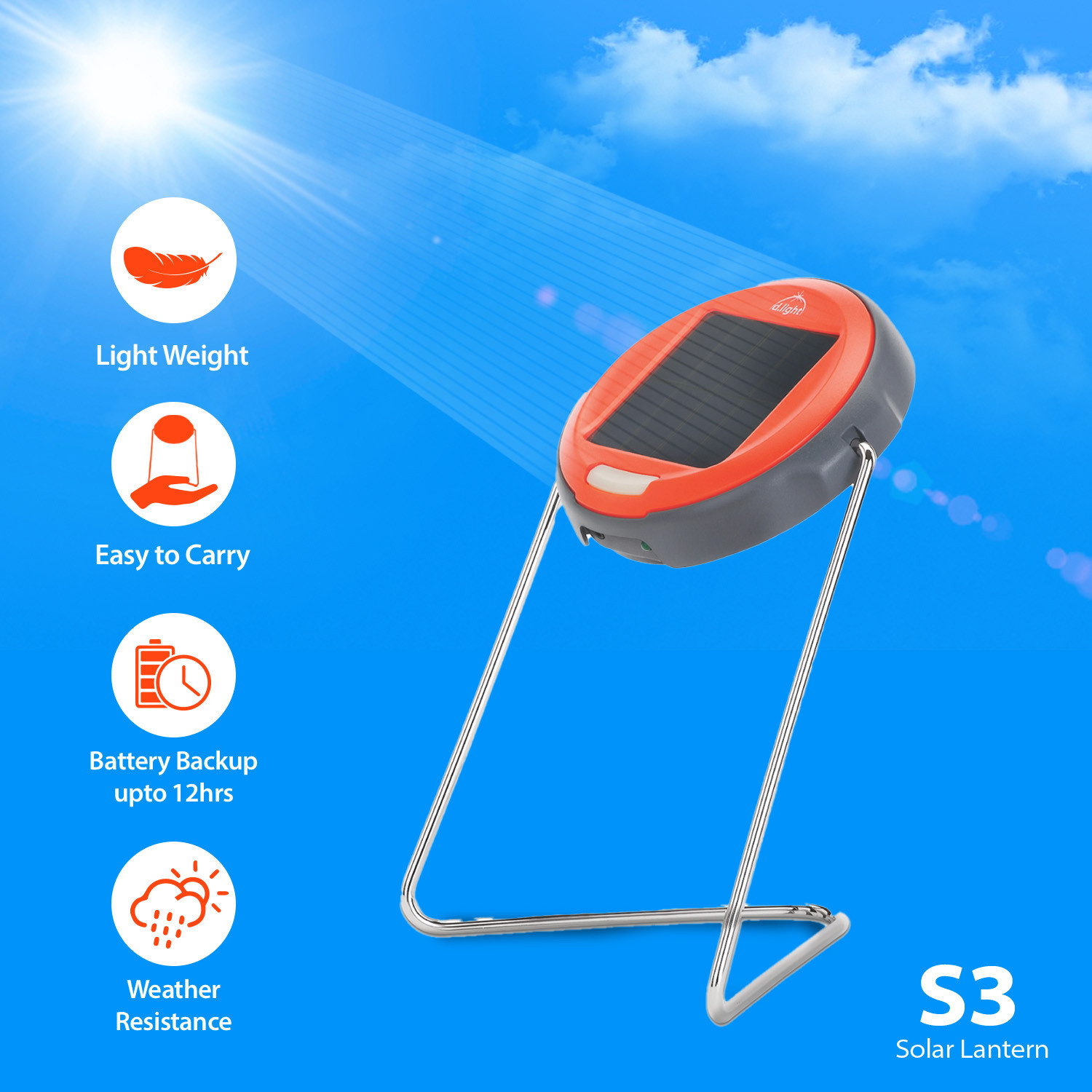 Image of D LIGHT S3 Portable Lantern works as Study lamp, Emergency light, solar lights for home Study Lamp
