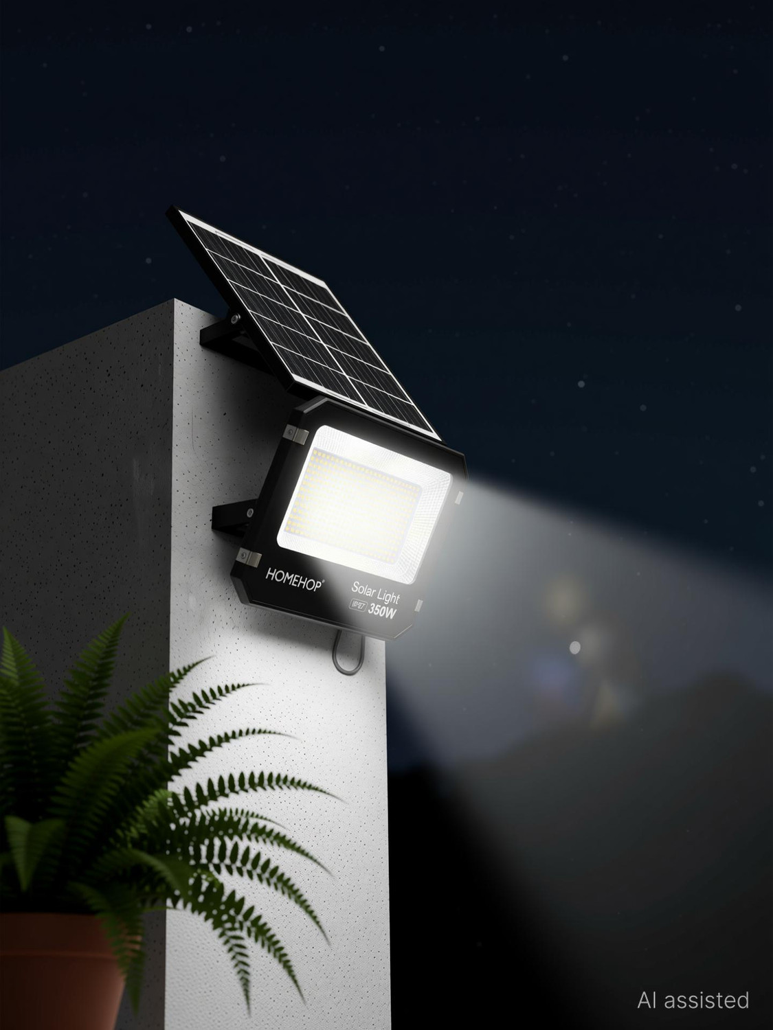 Image of Homehop Solar Light Outdoor Waterproof Automatic 350W LED Flood Lamp For Home (3 Colour) Solar Light Set
