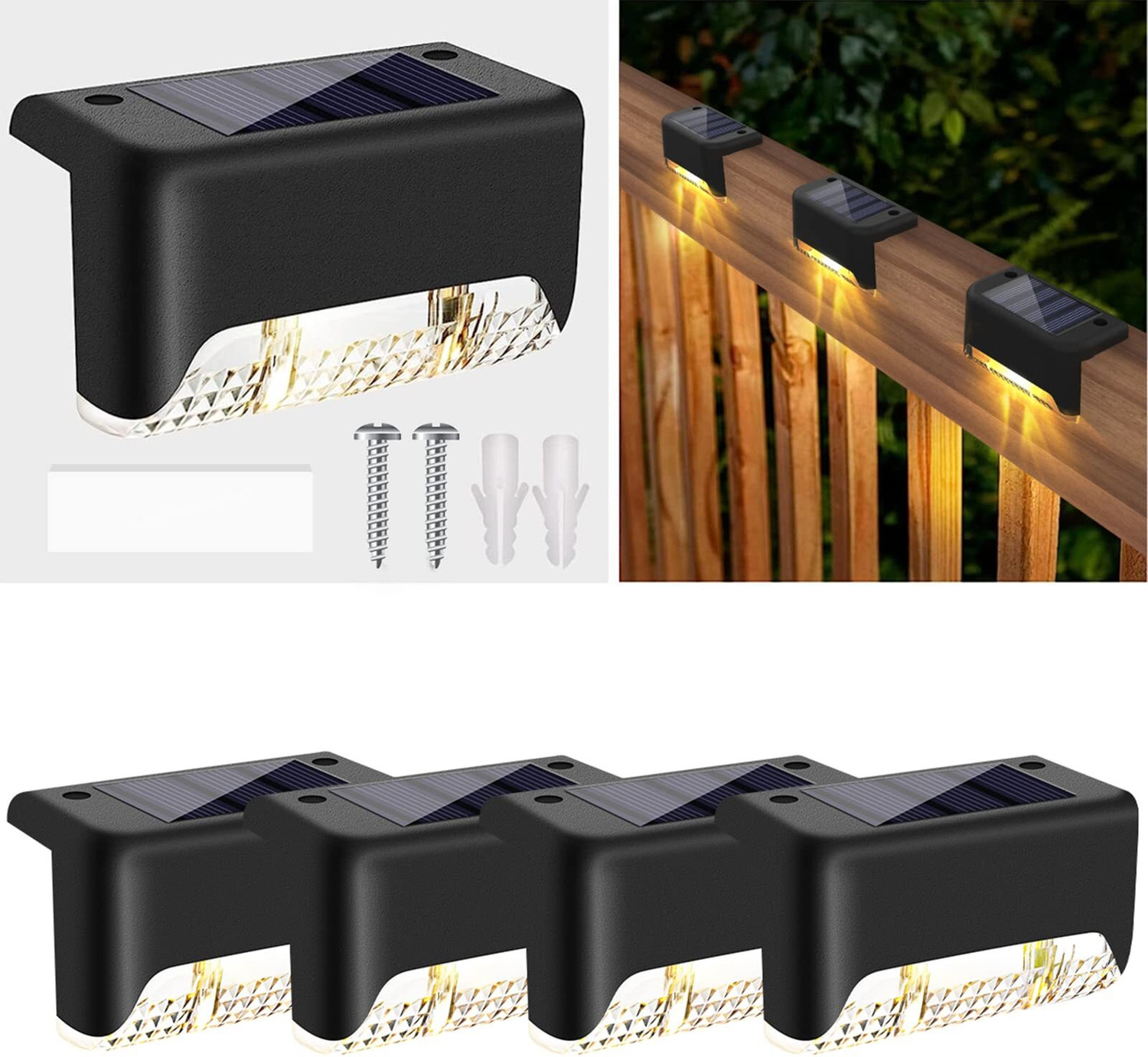 Image of luviya Luviya Solar LED Step Light Waterproof Warm White Outdoor Light (Pack of 8) Solar Light Set