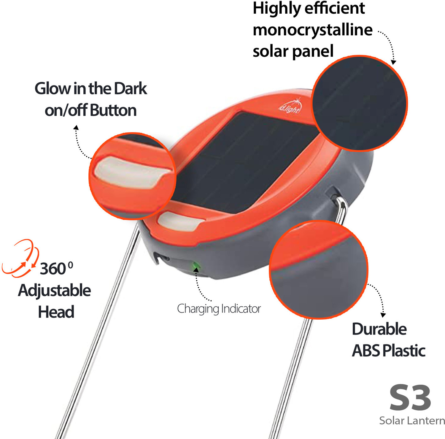 Image of D LIGHT S3 Portable Lantern works as Study lamp, Emergency light, solar lights for home Study Lamp