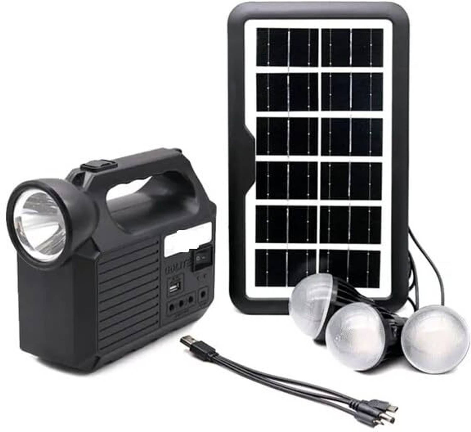 Adiohub Emergency Portable Solar Inverter with 3 Individual 6 Volt LED Bulbs Solar Light Set