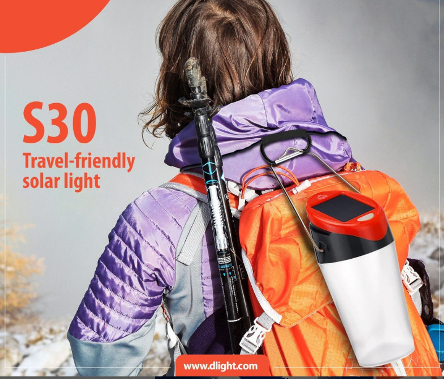 Image of d.light S30 Orange, White Plastic Hanging Lantern