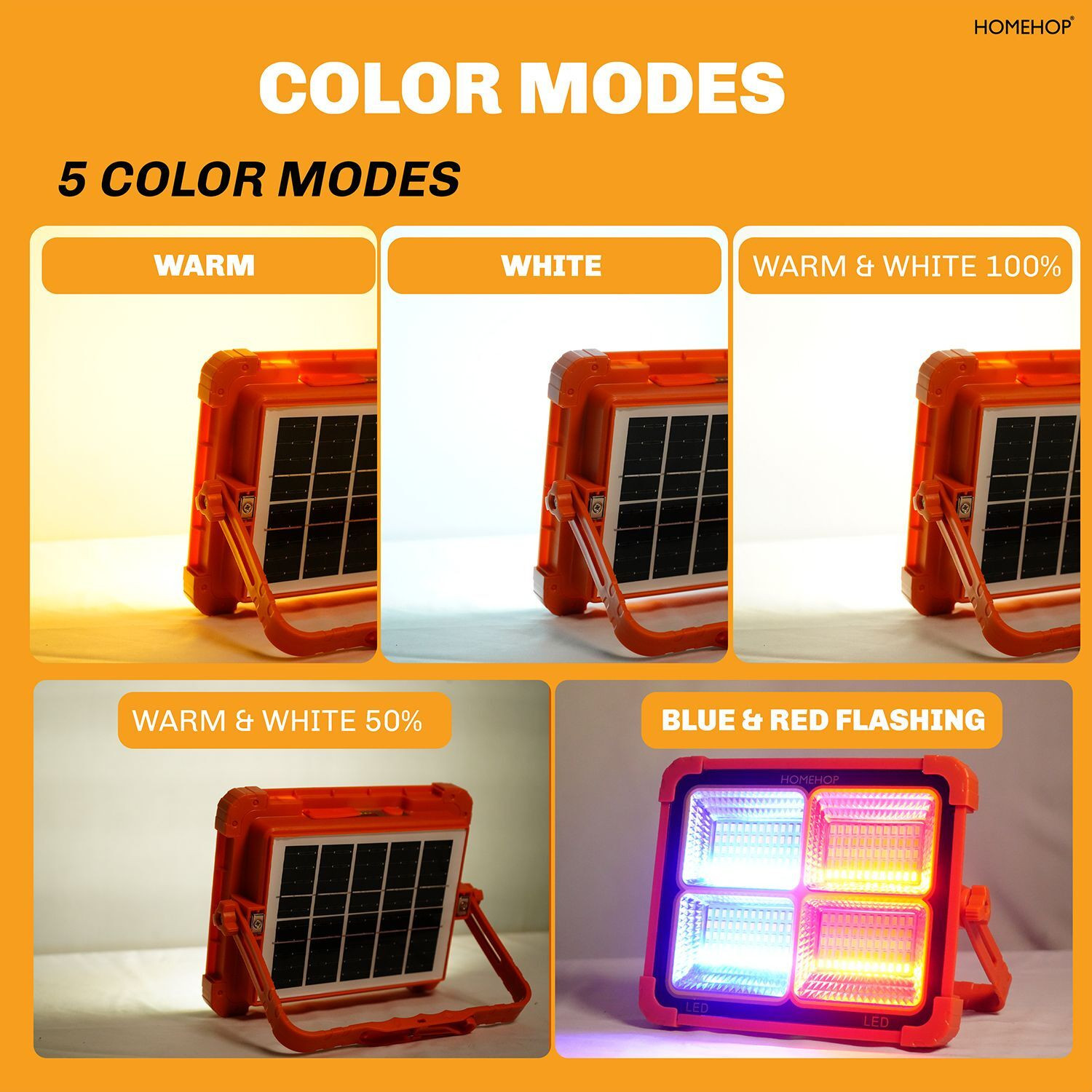 Image of Homehop Solar LED Emergency Light 100W Outdoor Lamp Lantern for Home & Outdoor Use Flood Light Outdoor Lamp (White)