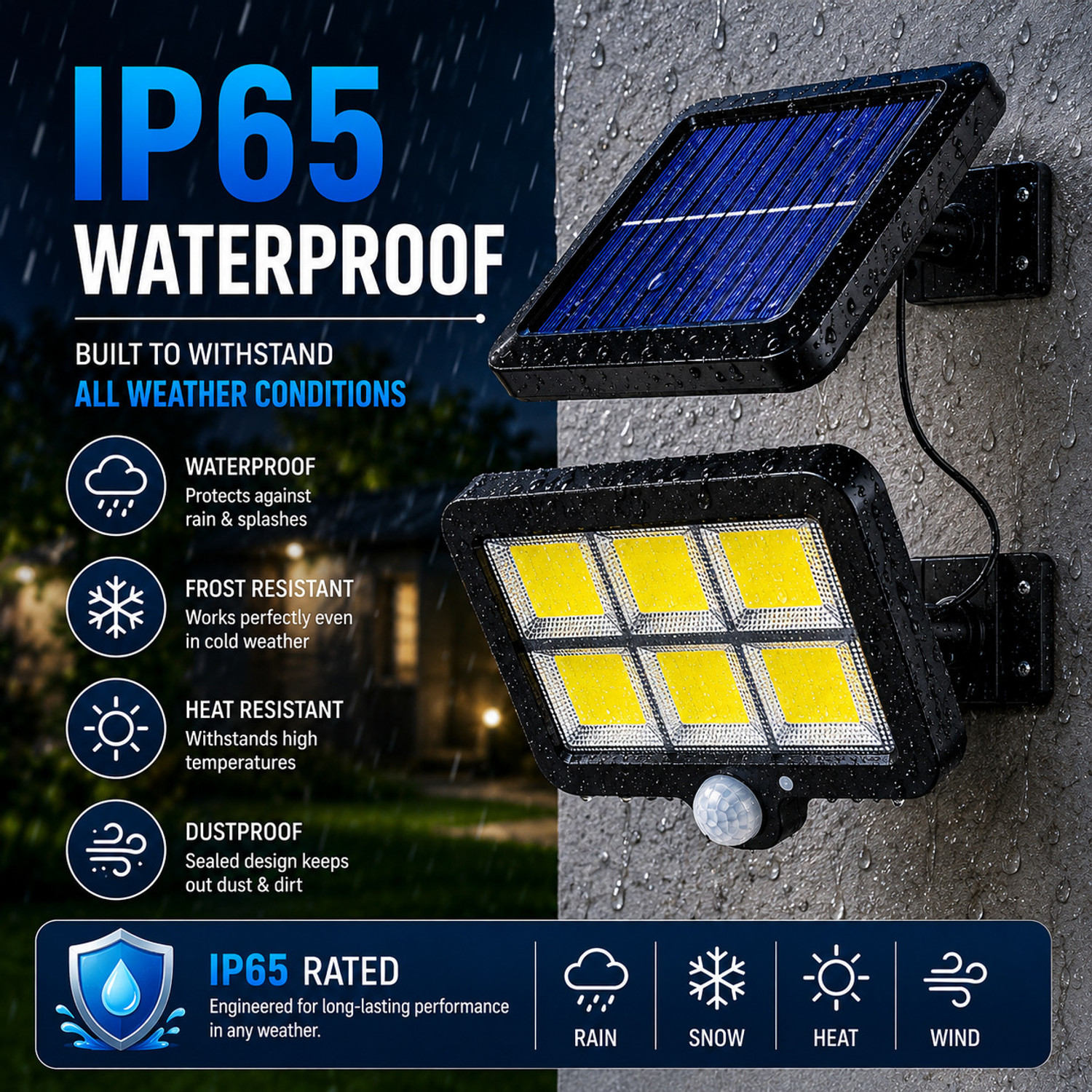 Image of REMICH Solar Motion Sensor Light Outdoor,3 Lighting Modes, 120 COB LED Night Light Solar Light Set