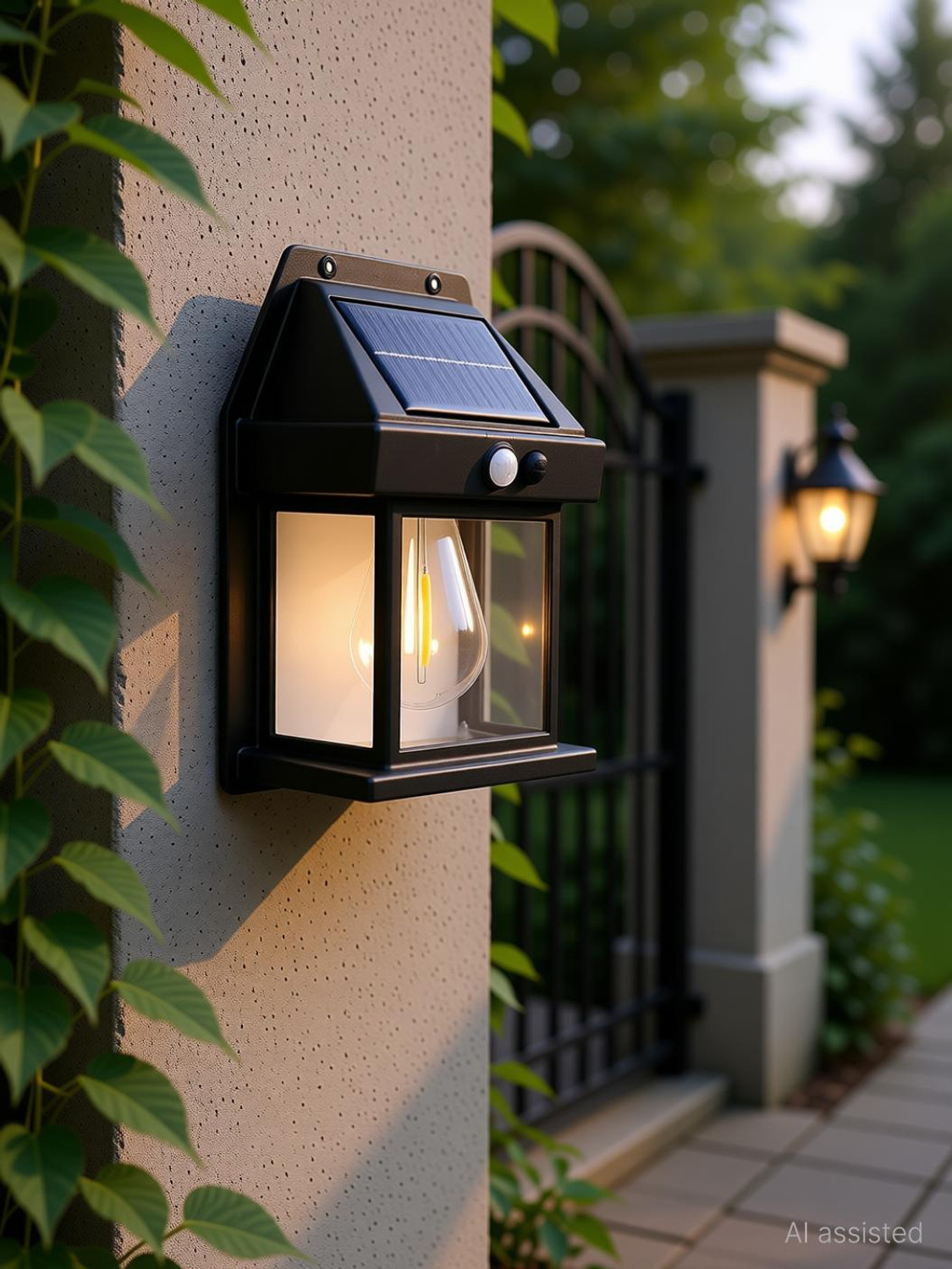 TRUDO Solar Wall Lamp Waterproof ArchiWhimsy Lamp Induction-Black Solar Light Set
