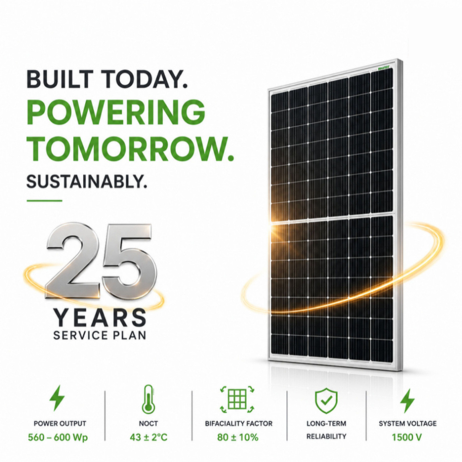 Image of WAAREE 600-615W Bifacial TOPcon DCR | High Efficiency | Commercial & Industrial Solar Panel