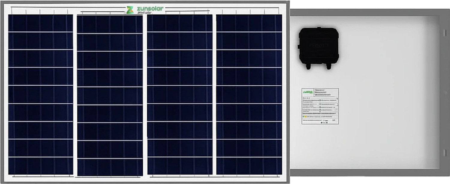 Image of ZunSolar 50 Watt 12 Volt Mono PERC Solar Panel