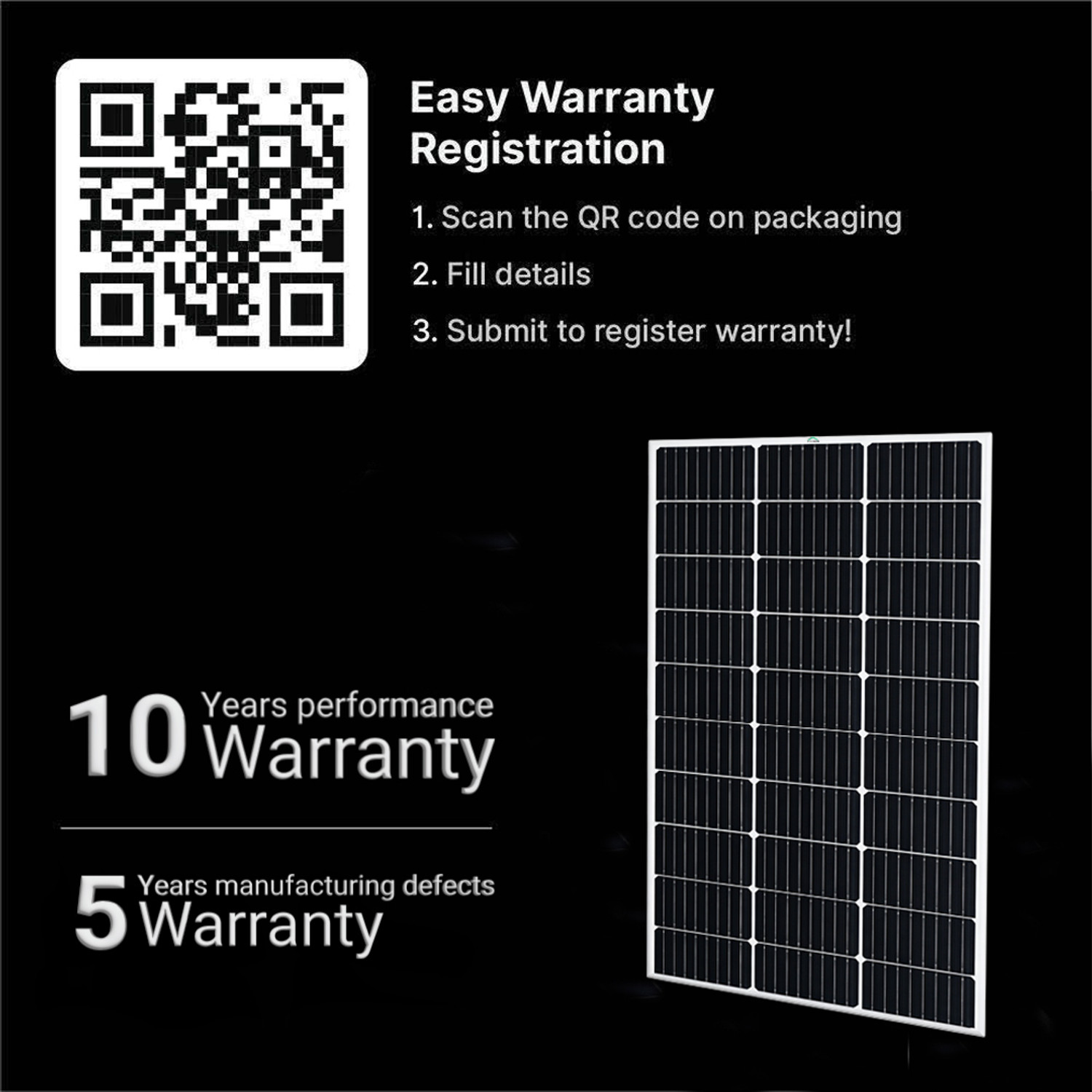 Image of ZunSolar 110 Watt 12V Monocrystalline PERC Solar Panel