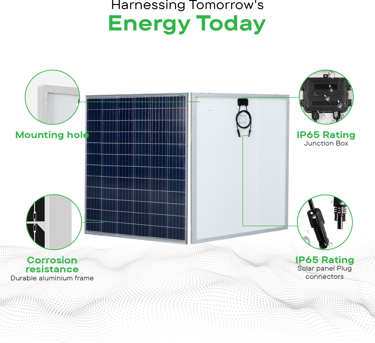 Image of WAAREE 250 Watt 12 Volt Monocrystalline Solar Panel
