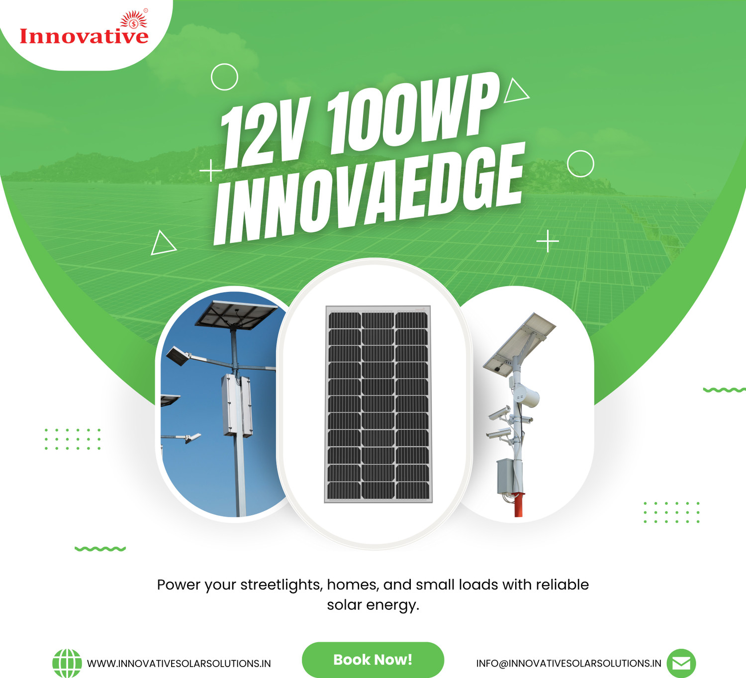 Image of Innovative InnovaEDGE 100Watt 12V Mono PERC Solar Panel High Efficiency, A-Grade Solar Panel