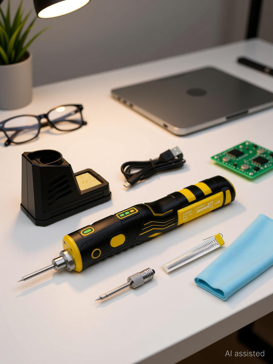 Image of amiciTools DC 5V 8W Cordless Rechargeable Soldering Iron with Touch Sensor Function and USB Charging Cable 8 W Temperature Controlled