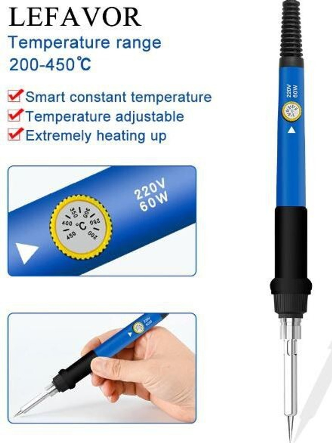 Image of keertan kalp 60W Electric Soldering Solder Iron Kit Temperature Welding Tool With 5 Pcs Bit 60 W Temperature Controlled