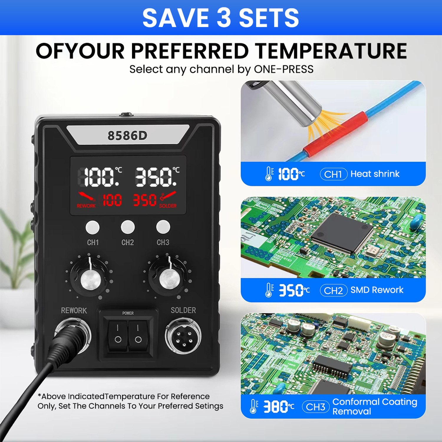 Image of SERPLEX Two In One Hot Air Gun Soldering Station Kit Dual LCD Display 700 W Simple
