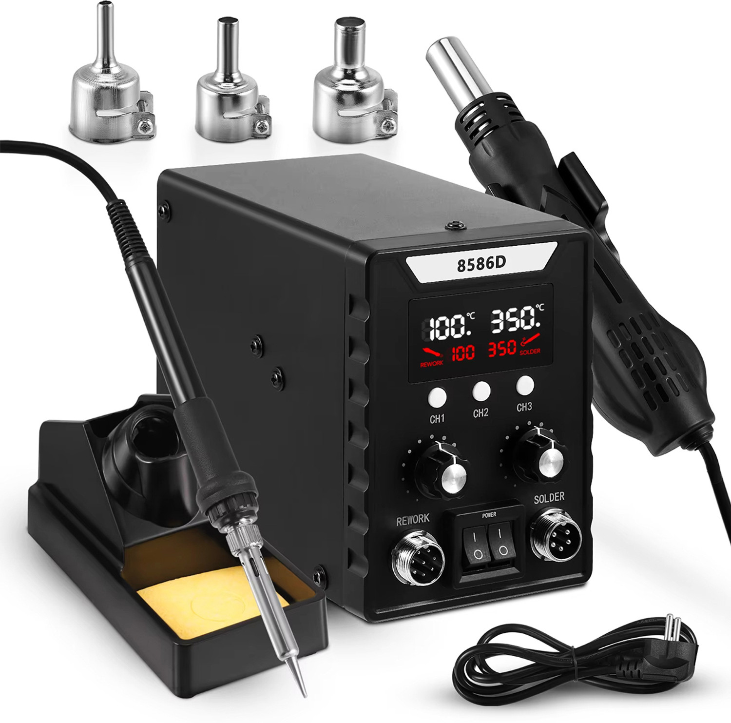 Image of SERPLEX Two In One Hot Air Gun Soldering Station Kit Dual LCD Display 700 W Simple