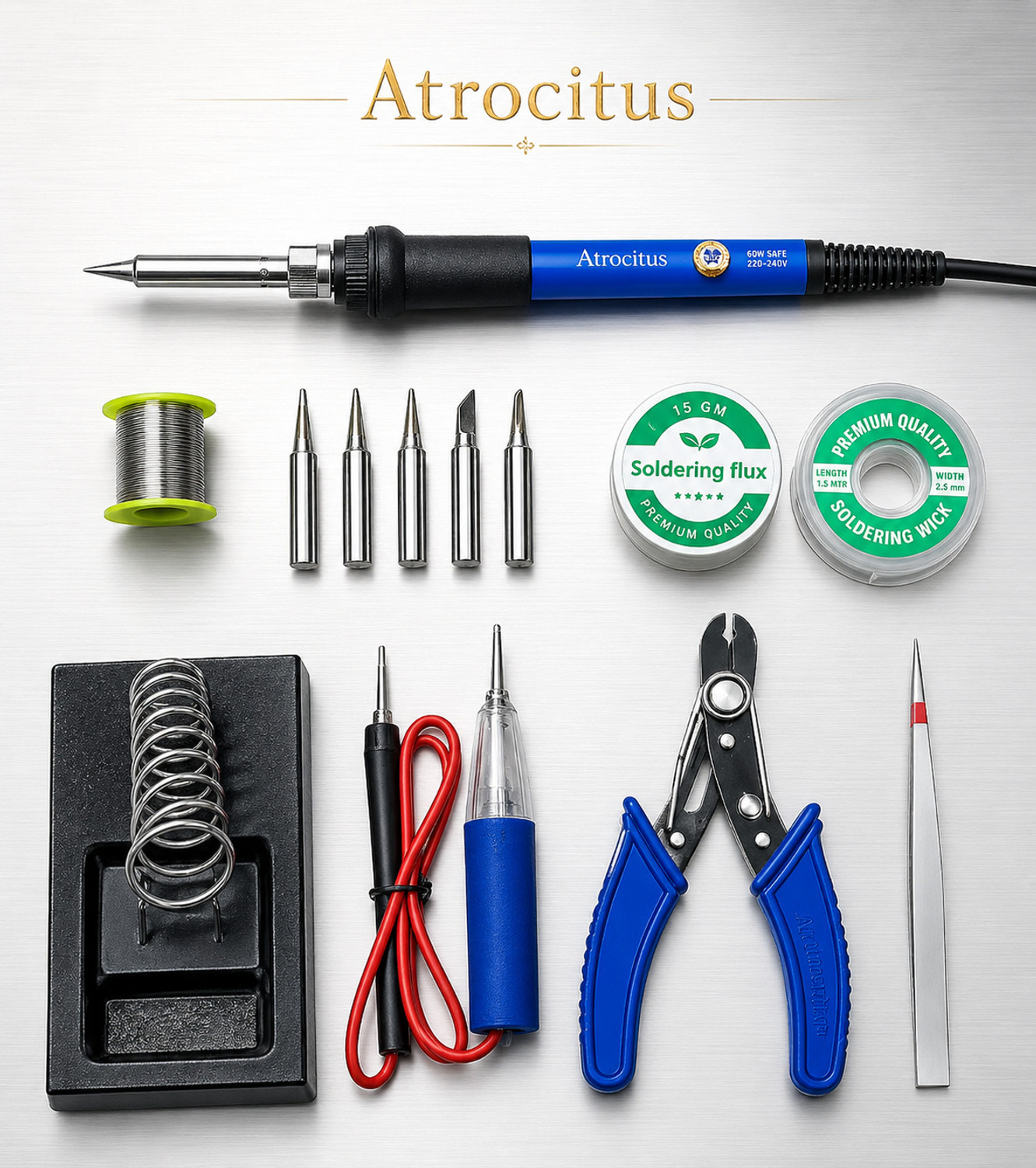 Image of Atrocitus ATC42760W Professional Soldering Iron Temperature Controlled with 5 Bits 60 W Temperature Controlled