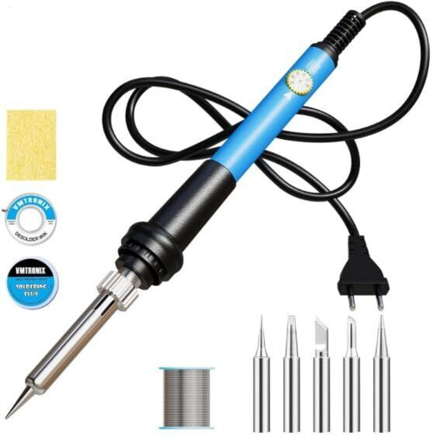 Image of VMTRONIX 6-in-1 60W Adjustable Temperature Soldering Iron Kit | For DIY & PCB Repair | 60 W Temperature Controlled