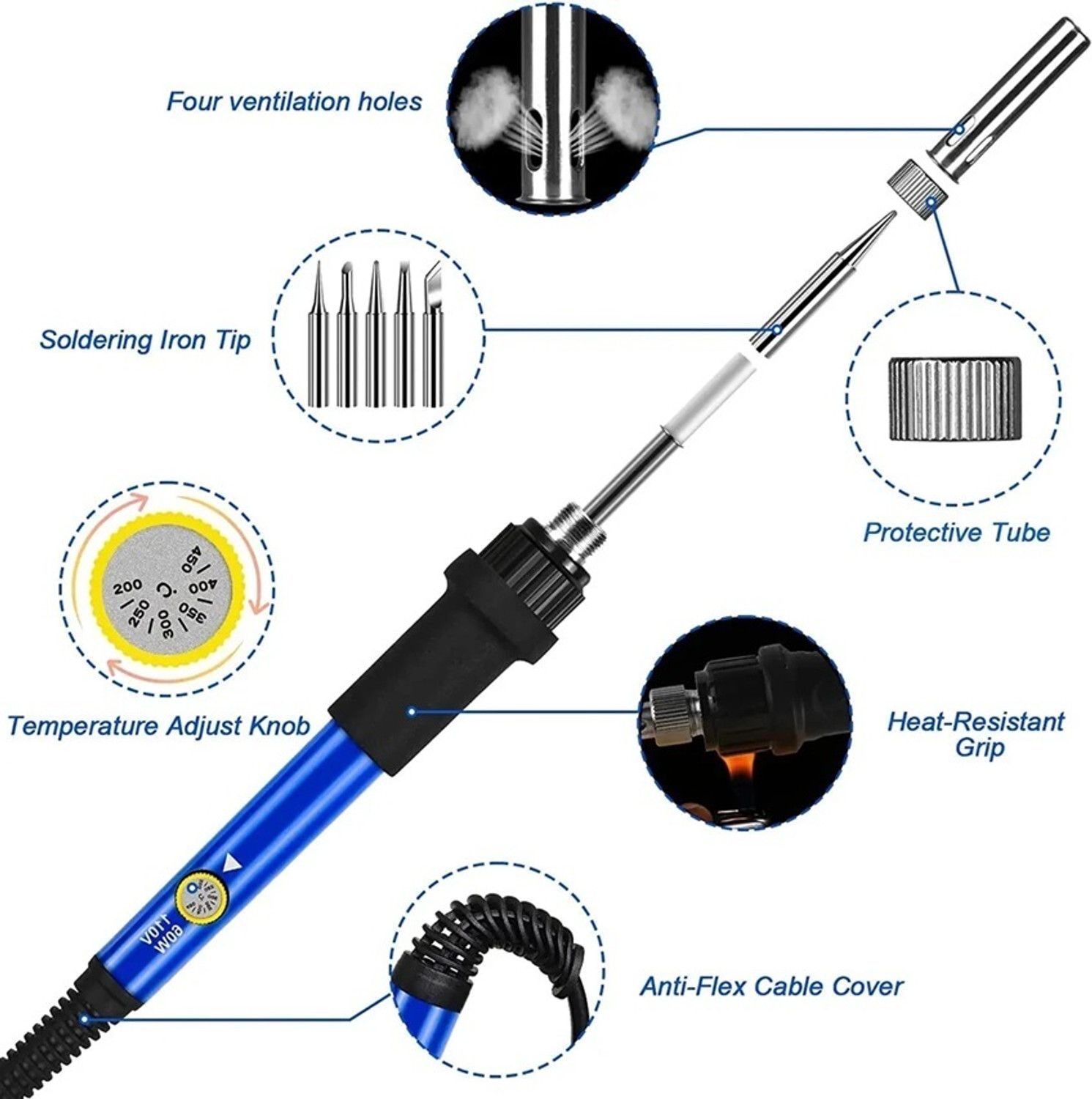 Image of EASTRA PREMIUM 60W Soldering Iron with Adjustable Temperature controler 60 W Temperature Controlled