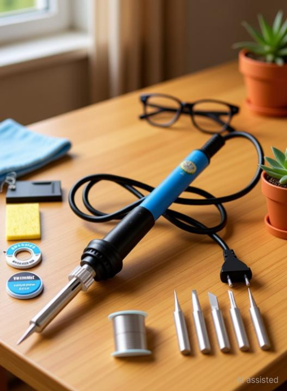 Image of VMTRONIX 7-in-1 60W Adjustable Temperature Soldering Iron Kit | For DIY & PCB Repair | 60 W Temperature Controlled