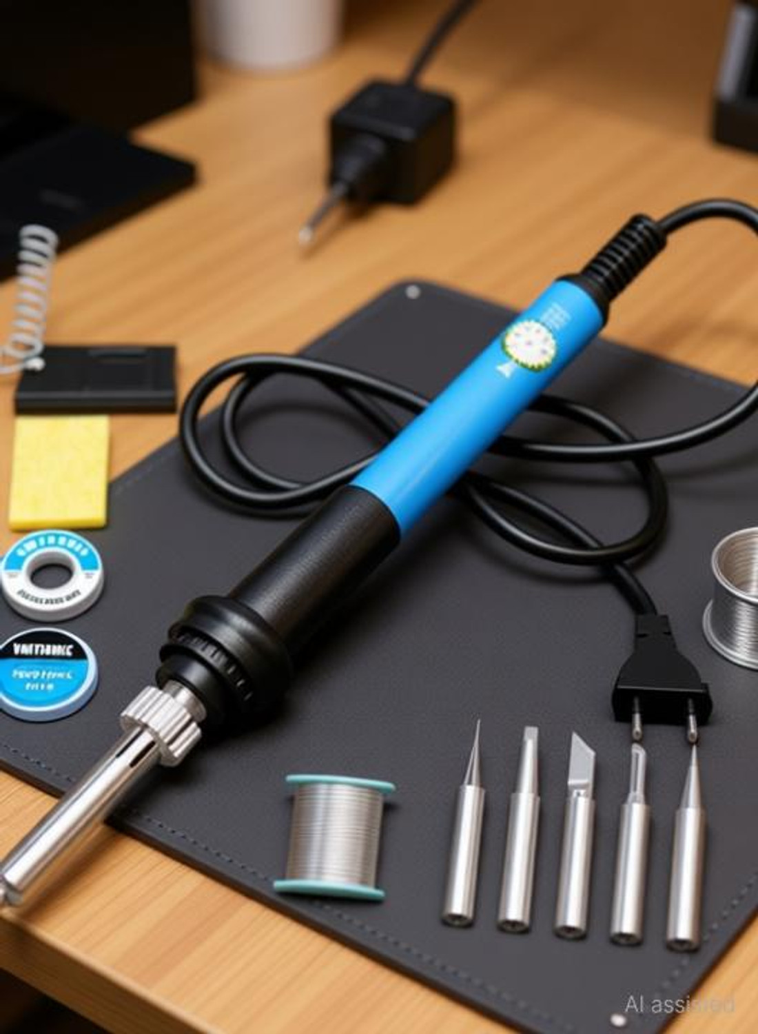 Image of VMTRONIX 7-in-1 60W Adjustable Temperature Soldering Iron Kit | For DIY & PCB Repair | 60 W Temperature Controlled
