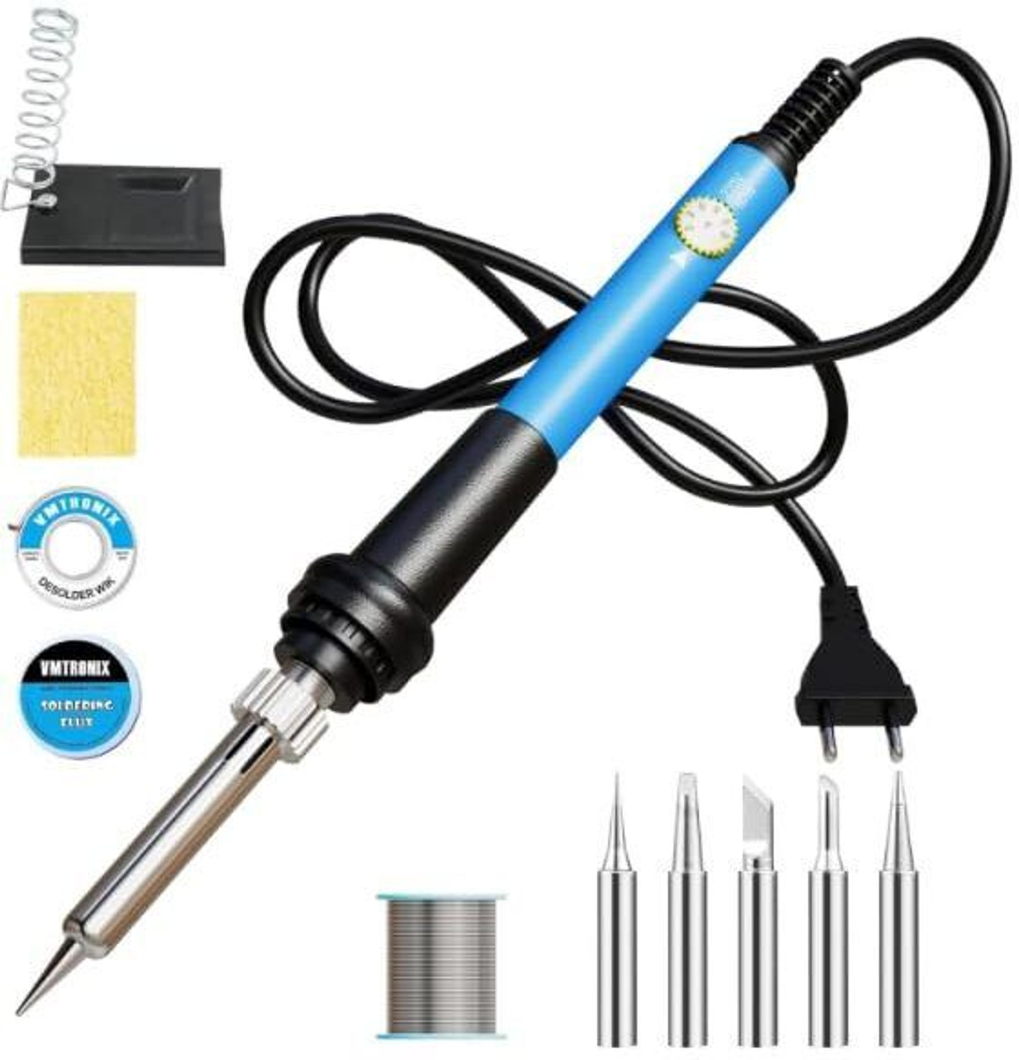 Image of VMTRONIX 7-in-1 60W Adjustable Temperature Soldering Iron Kit | For DIY & PCB Repair | 60 W Temperature Controlled