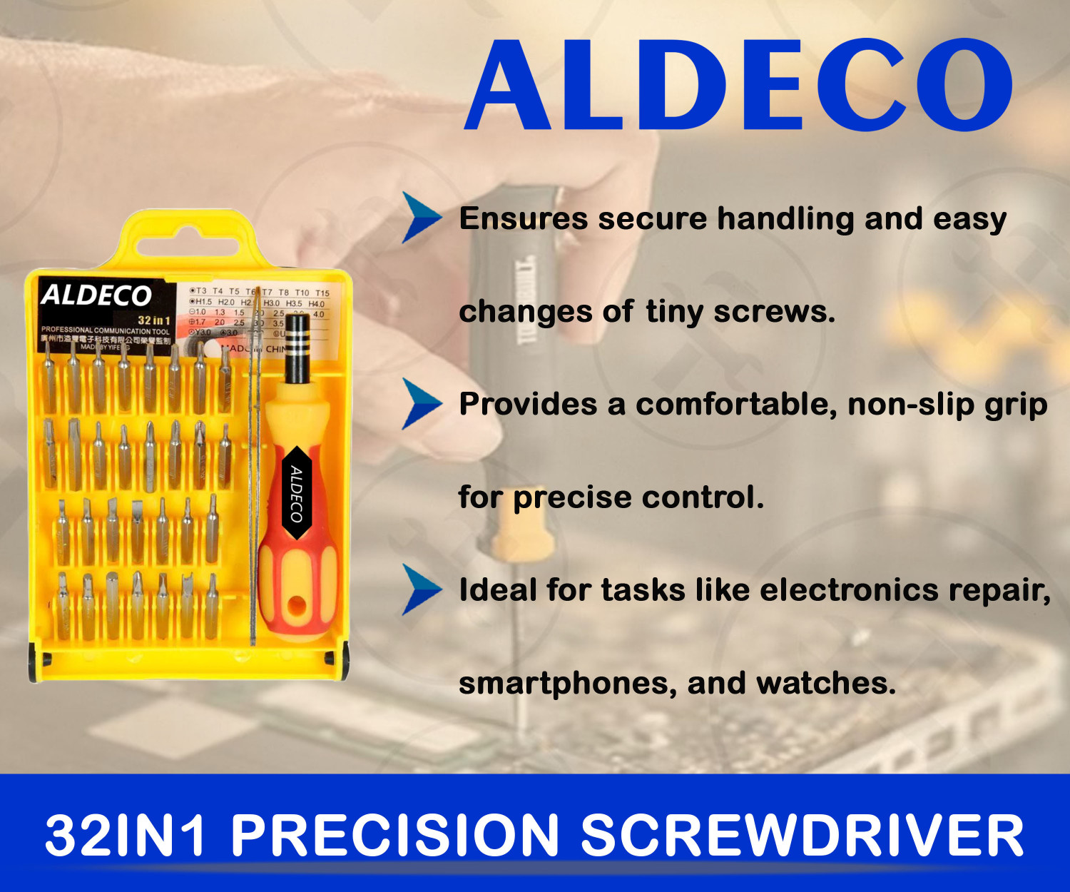 Image of Aldeco Set of 14 Combo Soldering Iron Kit with 2in1 Screw Driver & Other Utility Tools 25 W Simple