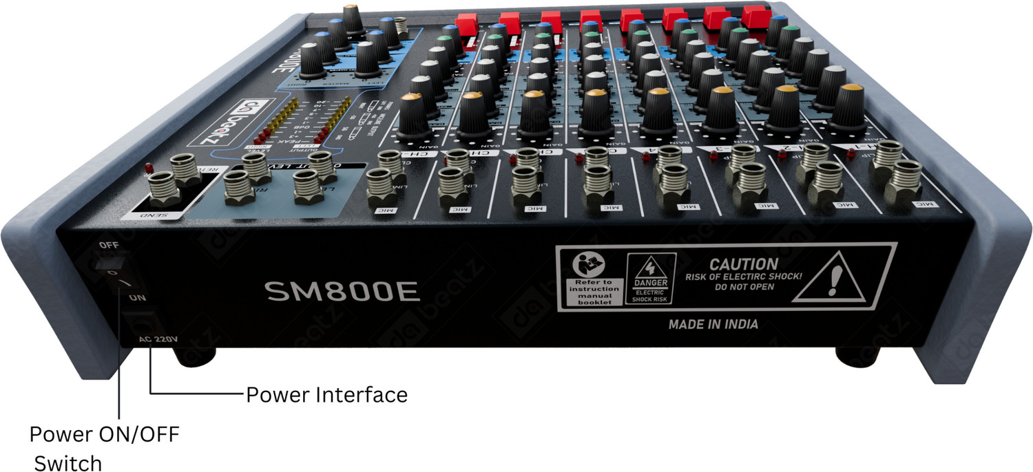 Image of Da.Beatz. 8 Channel SM800E Audio Mixer With Echo for Parties &Other Occasions, Sound Mixer Analog Sound Mixer