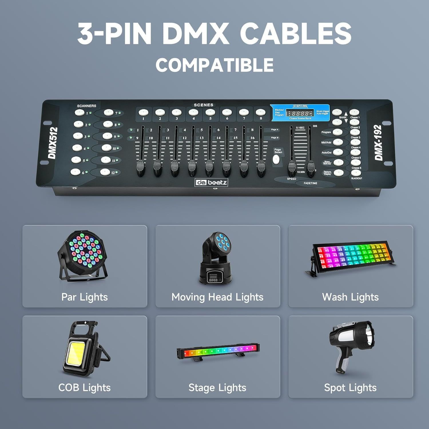 Image of Da.Beatz. 192 channel dj light mixer,dmx 512 controller, dj mixer for Occasions DJ Effects Digital Sound Mixer
