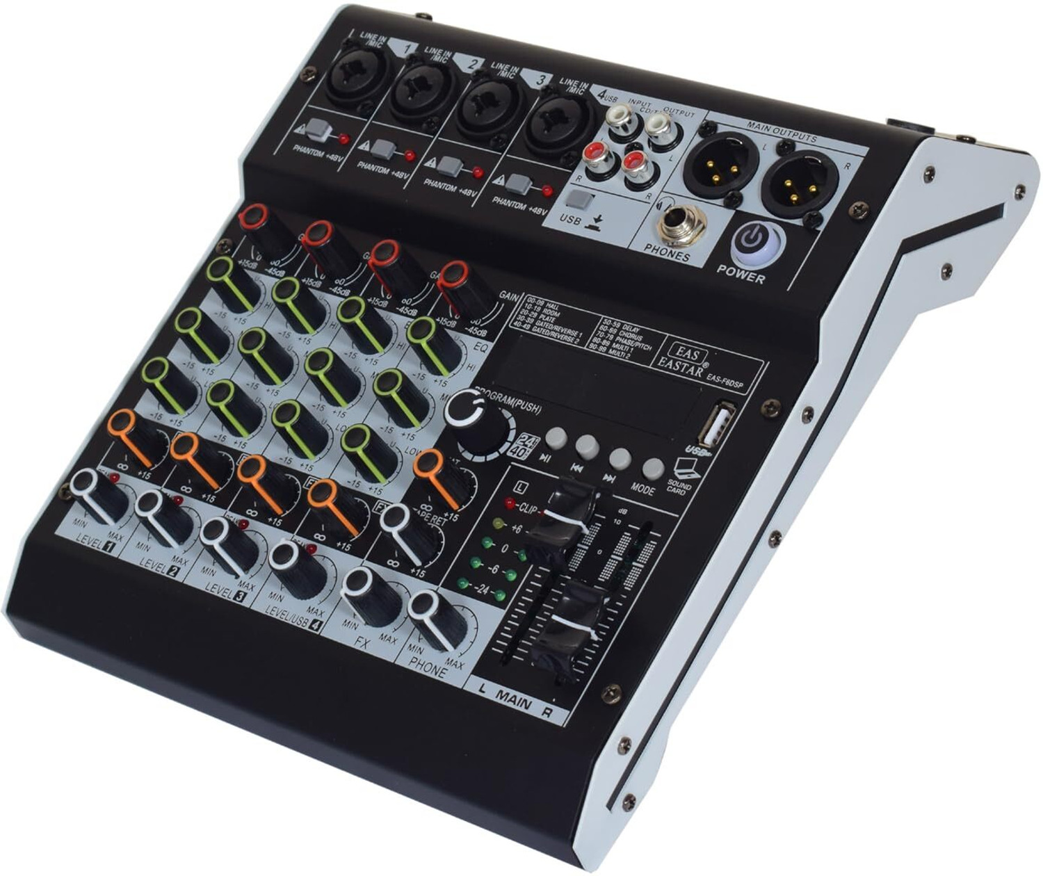 Image of Adiohub Audio Mixer 6 Channel for Stage Live Studio Stereo Recording DJ Stage Powered Sound Mixer