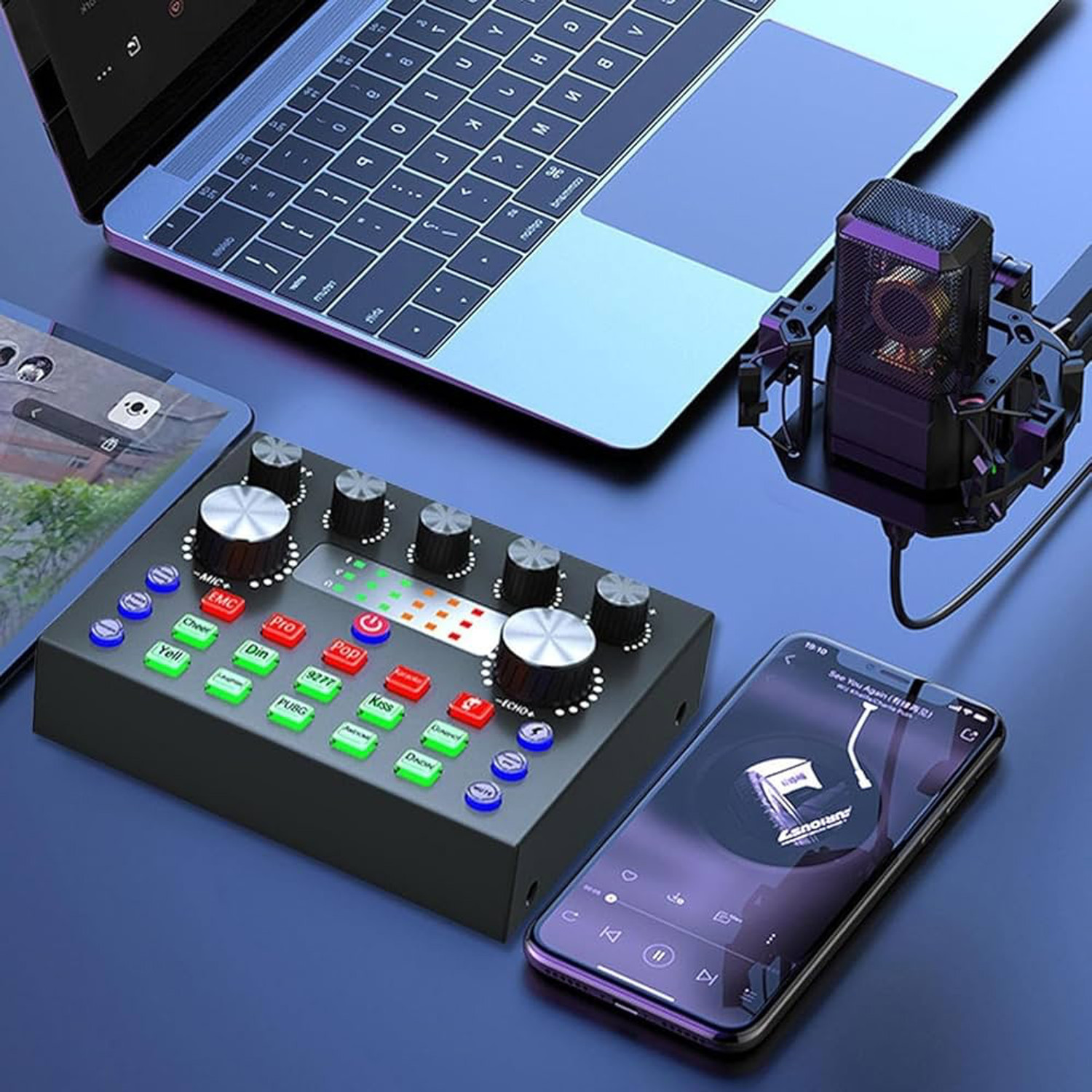 Image of podmaster V8 Portable Audio Mixer Interface, Bluetooth Sound Card for Recording /Podcast Digital Sound Mixer