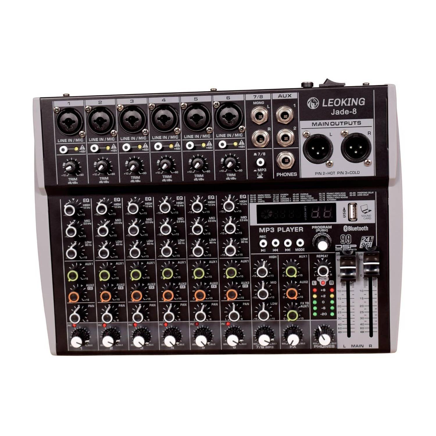 KH 8 Channel Professional Mixer Console 6 XLR + 2 Mono,2 XLR