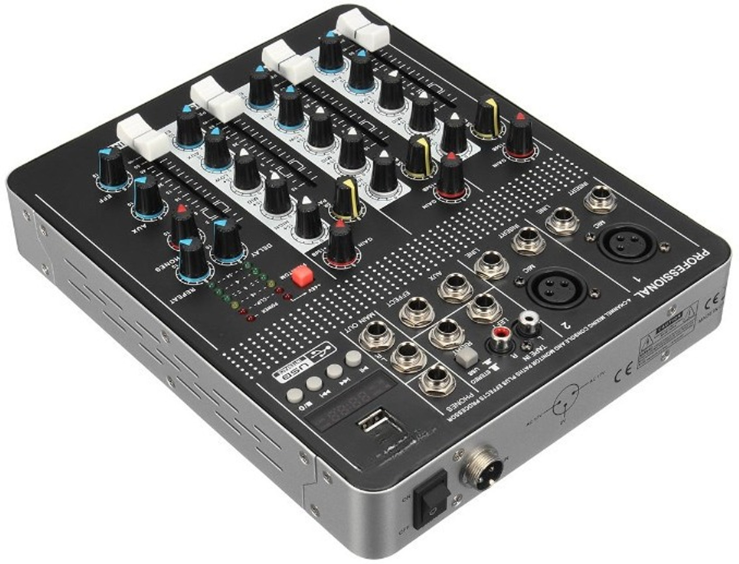 Image of KH 4 Channel Mixing Console Bluetooth Compatible Professional Portable DJ Console Digital Sound Mixer