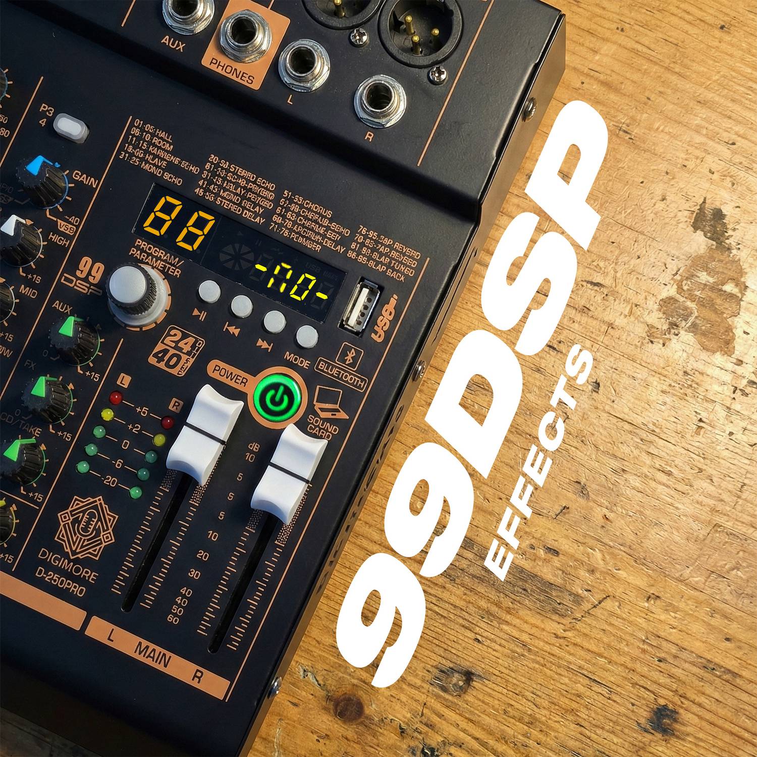 Digimore Professional Audio Mixer with 99 DSP Effects | USB/PC