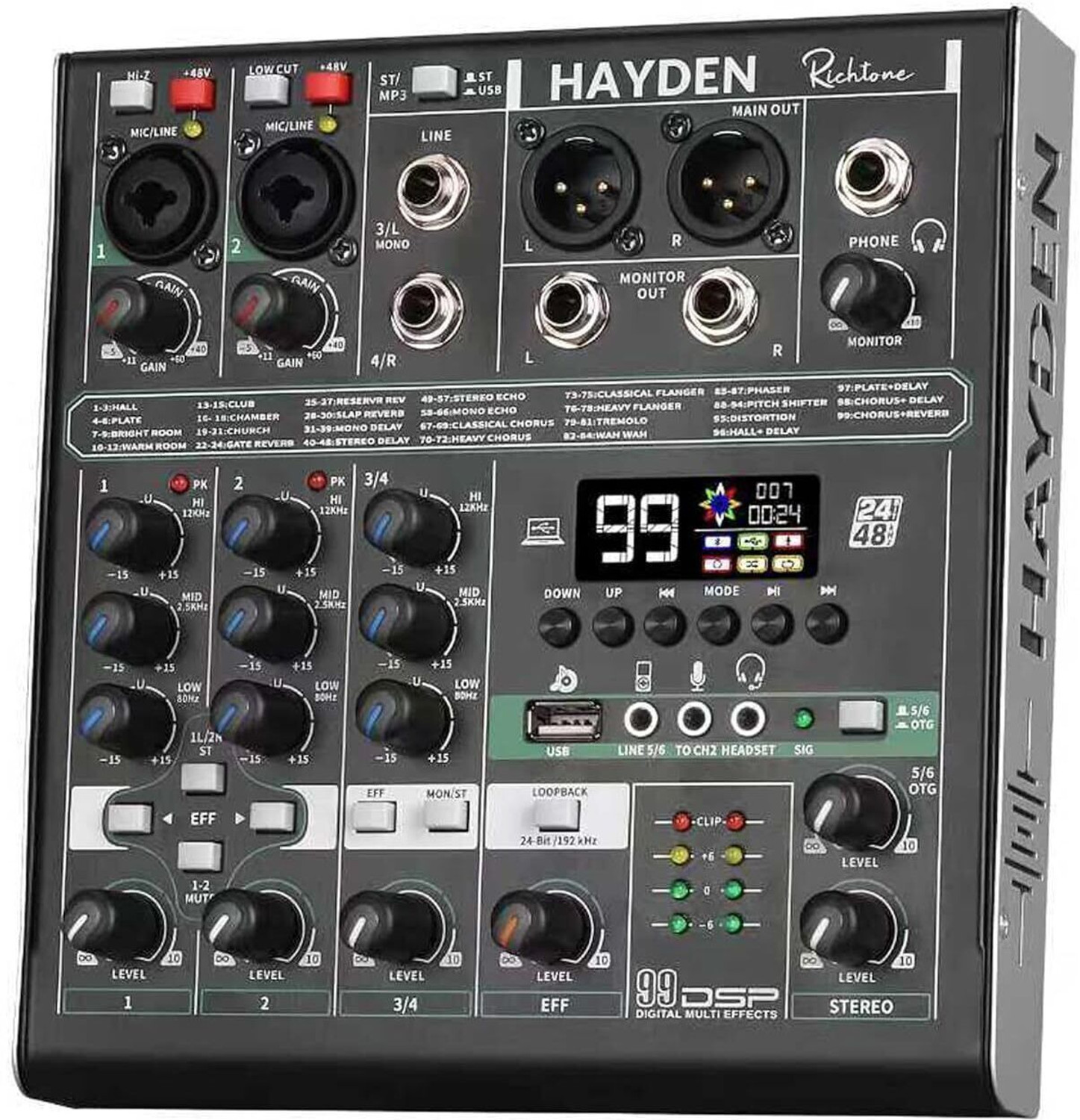 Image of Hayden 4 Channel OTG Mixer with USB Audio Interface for Mobile, PC, Recording Digital Sound Mixer