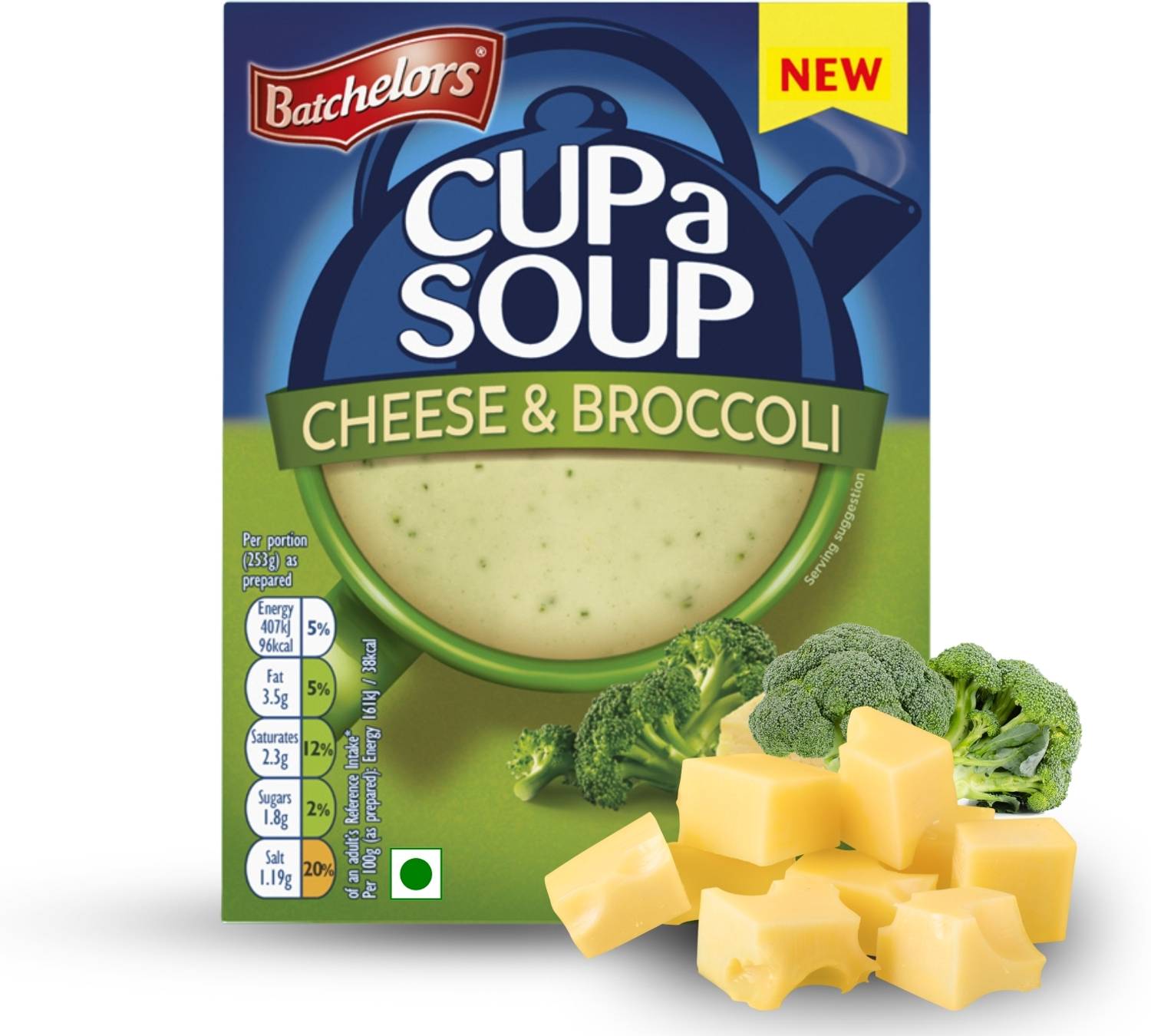 Batchelors Cup A Soup Cheese & Broccoli Instant Soup | Low Fat | 4 Sachets