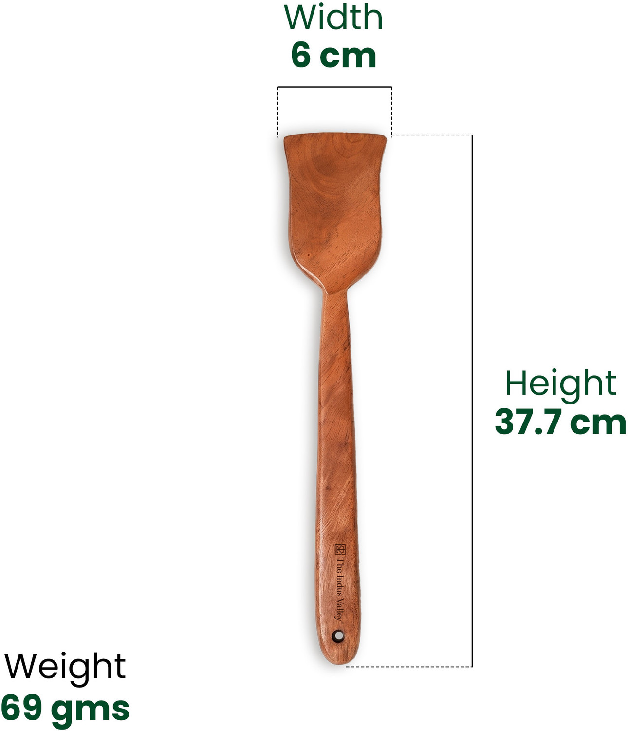 Image of The Indus Valley Neem Wood Compact Flip /Spatula /Ladle for Cooking and Serving Dosa /Roti /Chapati Wooden Ladle