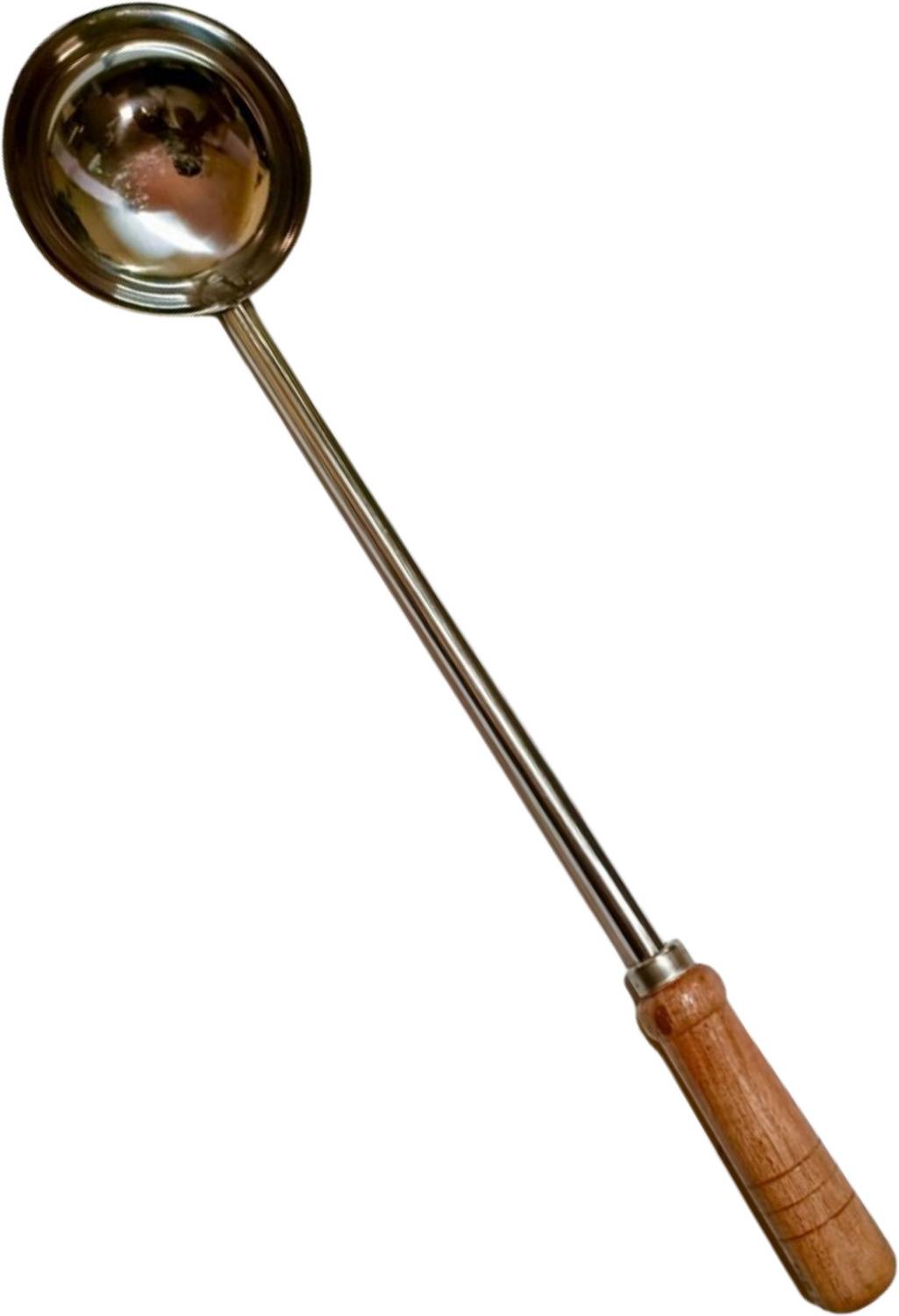 CHAALI Big Chinese Cooking Ladle/Long Handle Spoon with Wooden Handle Mixing Spatula