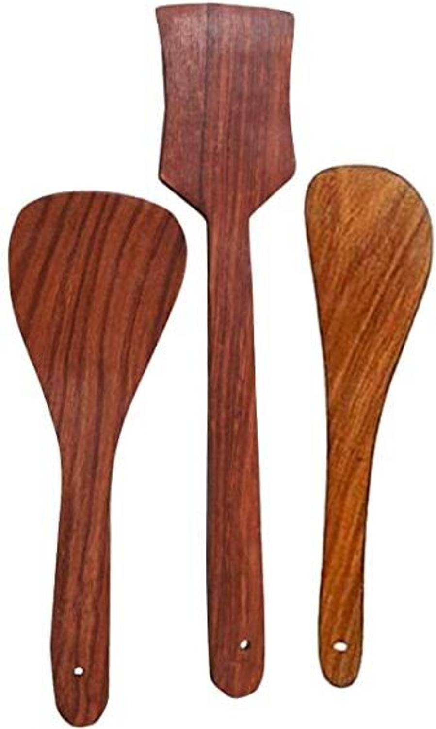 ATHREEDECORE Premium Wooden Spatula Set of 3 Wooden Serving Spoon Set