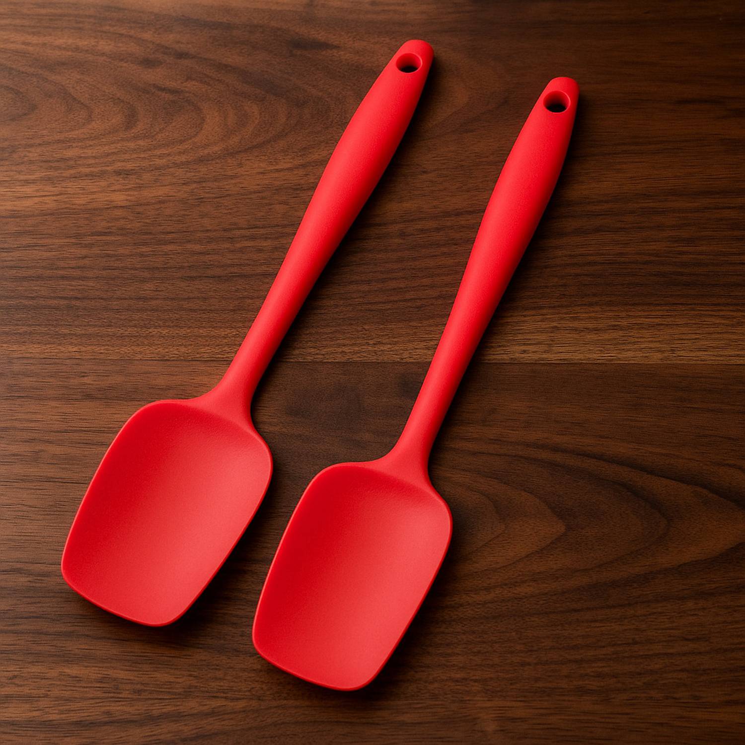 Baskety Silicone Non-Stick Heat Resistant Kitchen Utensil| Spatula Spoon Small 20.6cm | Set of 2 Red Non-Stick Spatula