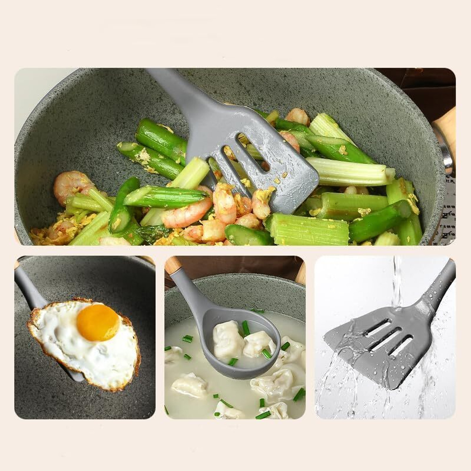 Image of IMPRONOW Silicone Spatula Set For Cooking, Baking & Mixing Non Stick BPA-Free Spatula Set Kitchen Tool Set