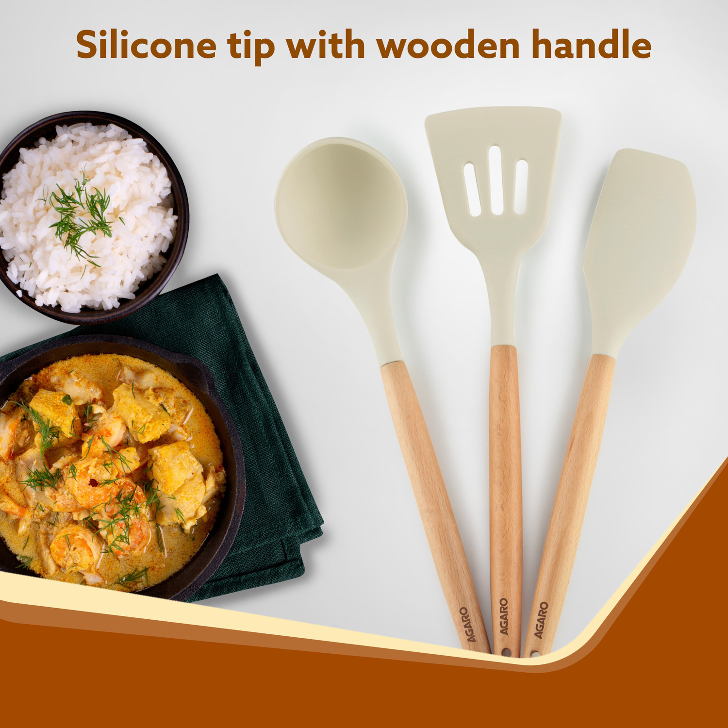 Image of AGARO Royal Silicone Spatula, for Non-Stick Cookware, Cooking and Mixing Mixing Spatula