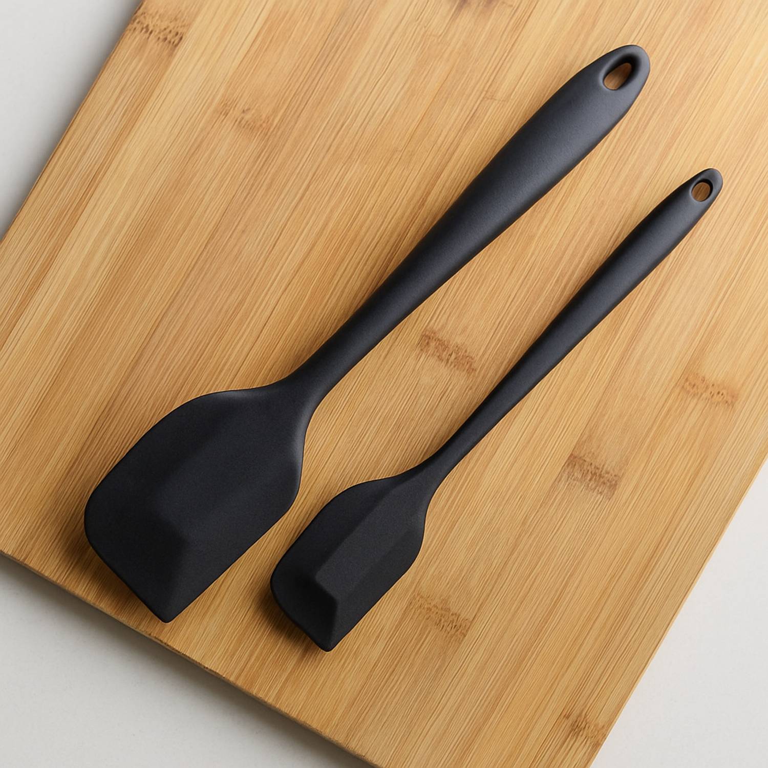 Baskety Silicone Non-Stick Heat Resistant Kitchen Utensil| Spatula Big 27cm+Spatula Small 20.6cm|Set of 2 BLACK Spatula Non-Stick Spatula