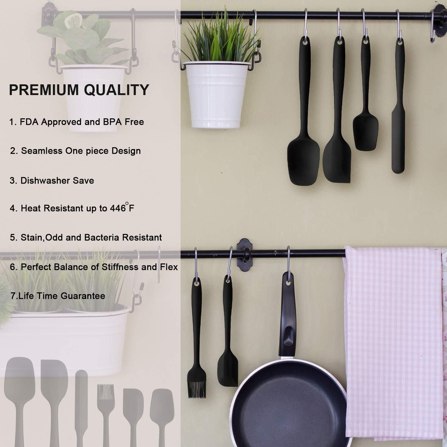 Image of BHAVI CREATION Silicone Spatula Sets of 6 Pcs Made of 100% Food Grade Silicone One Piece Design Seamless Heat-Resistant Spatula Perfect for Spatula Cooking, Baking and Mixing (Red) Color Red Type Rubber Blade Material Silicone Handle Material Silicon Additional Features Heat Resistance 450 degree C Dishwasher Safe Yes Other Features Spatula Spatula Spatula One Piece Seamless Spatula One-piece construction of silicone spatula set, flexible top and stiff long handle for easy to operate when cooking, round edge effectively scrape the stuff of the corner, no worry the top break off and food trapped, you can be comfortably held in the hand. Non-Stick Spatula