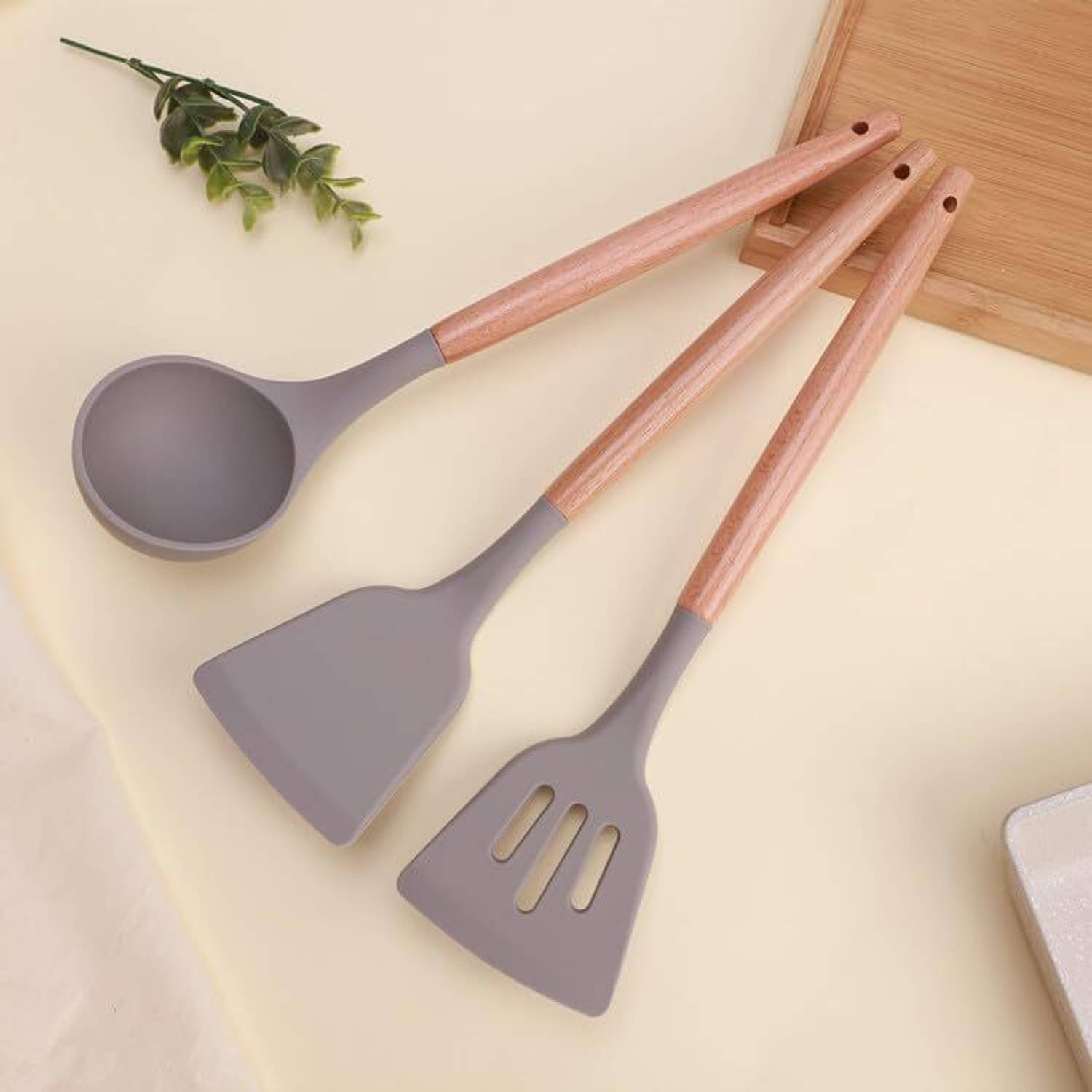 SOKT Silicone Spatula Set of 3, Spatula Set with Wooden Handle for Cooking Kitchen Tool Set — Kitchen Tools & Gadgets