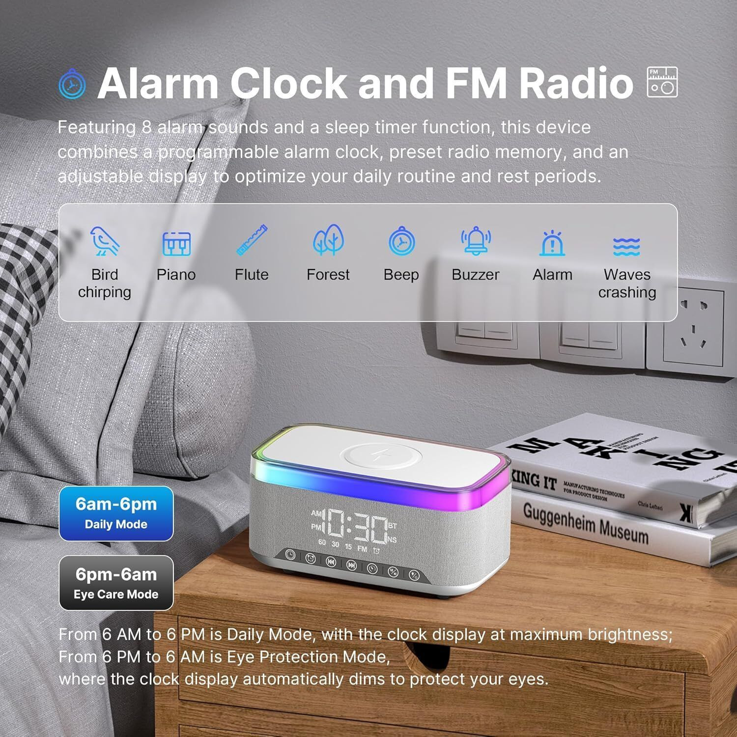 Image of AK10ZONE Portable Bluetooth Speaker with 15W Fast Wireless Charging Speaker Mod