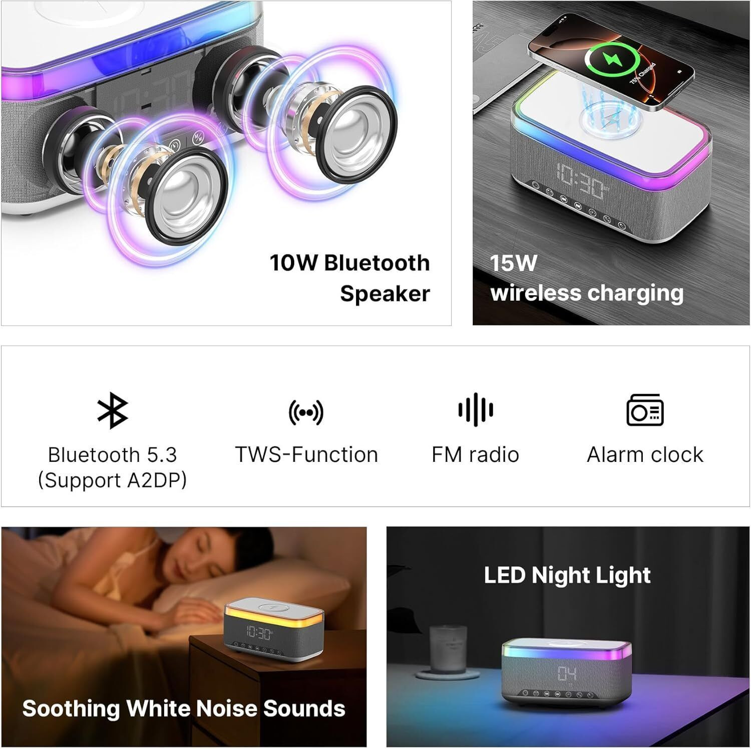 Image of AK10ZONE Portable Bluetooth Speaker with 15W Fast Wireless Charging Speaker Mod