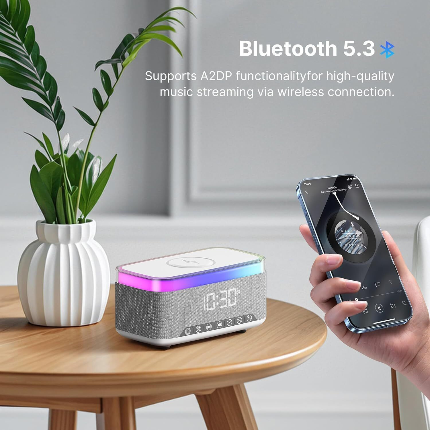 Image of AK10ZONE Portable Bluetooth Speaker with 15W Fast Wireless Charging Speaker Mod