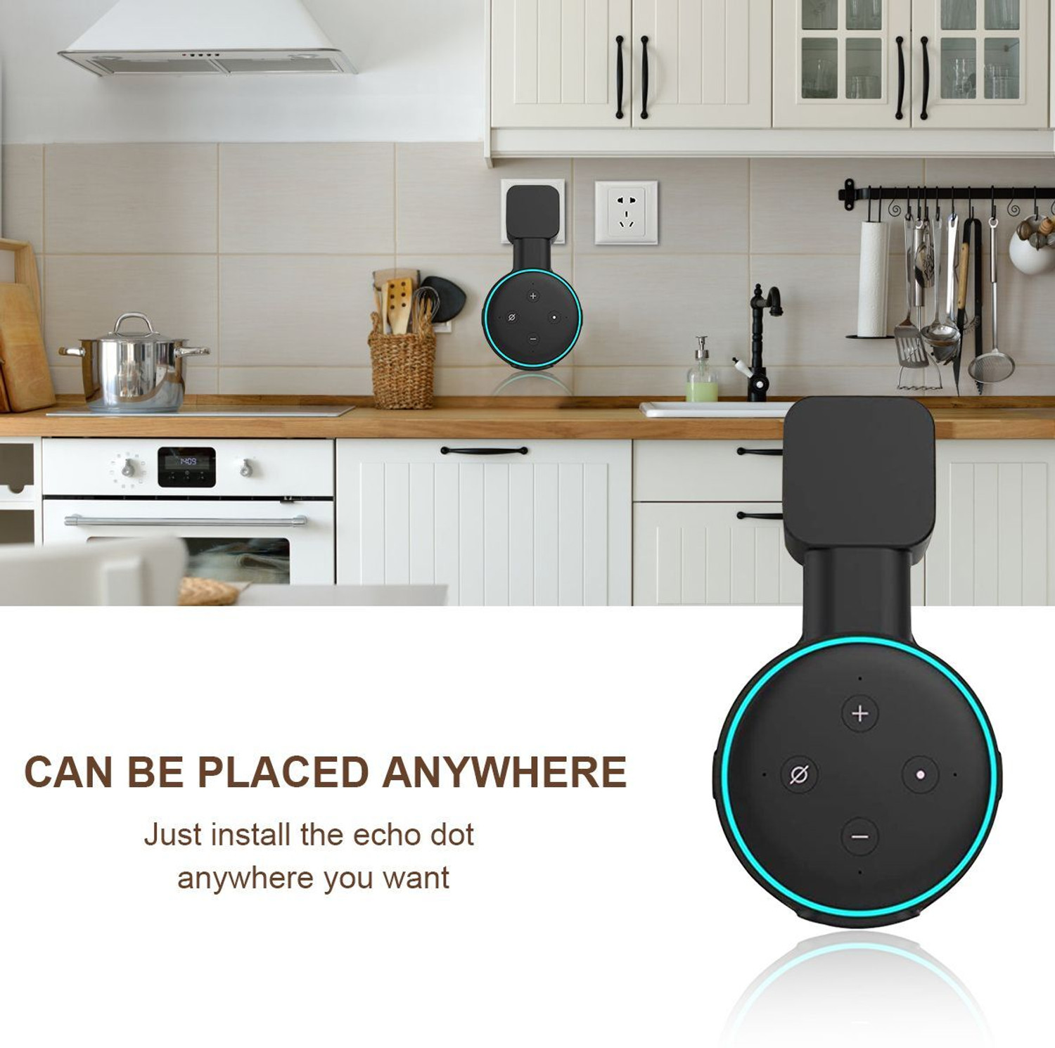 Image of ZITRONIX Wall Mount Alexa Holder Echo Dot 3 Cord Organizer Black Speaker Mount