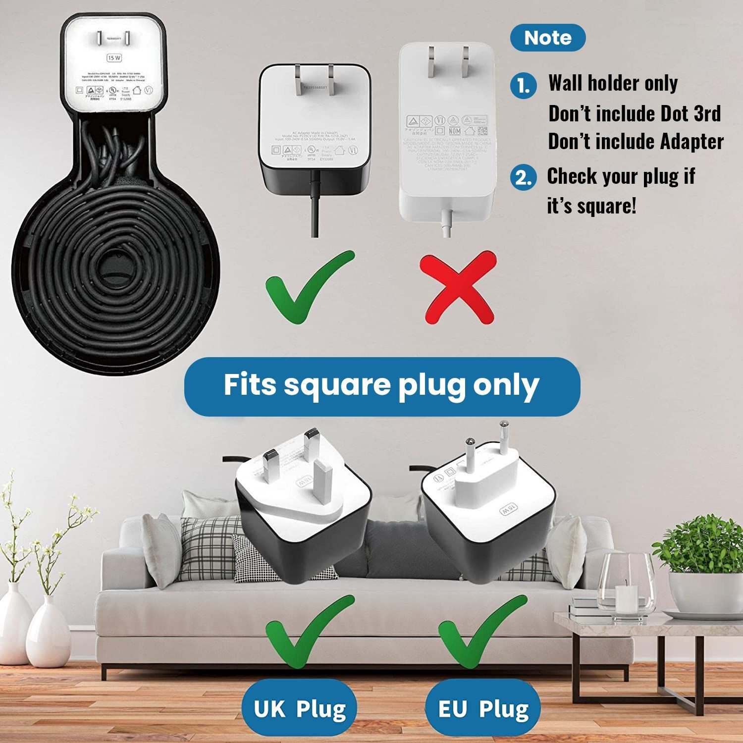 Image of ZITRONIX Wall Mount Alexa Holder Echo Dot 3 Cord Organizer Black Speaker Mount